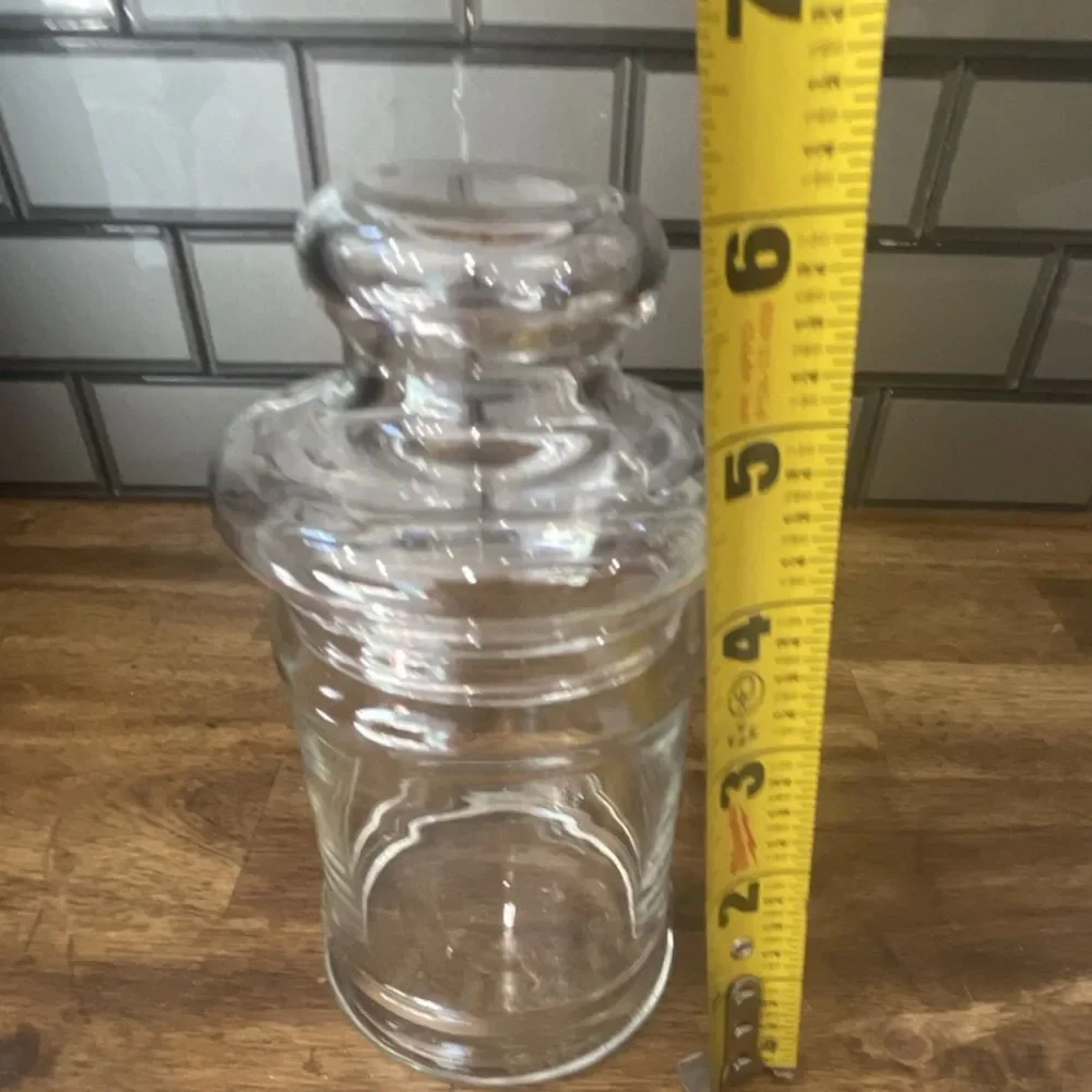 Clear Glass Cylinder Candy Jar with Lid, 7 in, Kitchen Storage Container